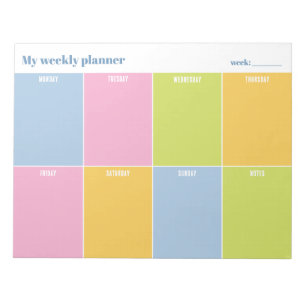 Colourful Rainbow Pastel Custom Weekly Planner Notepad