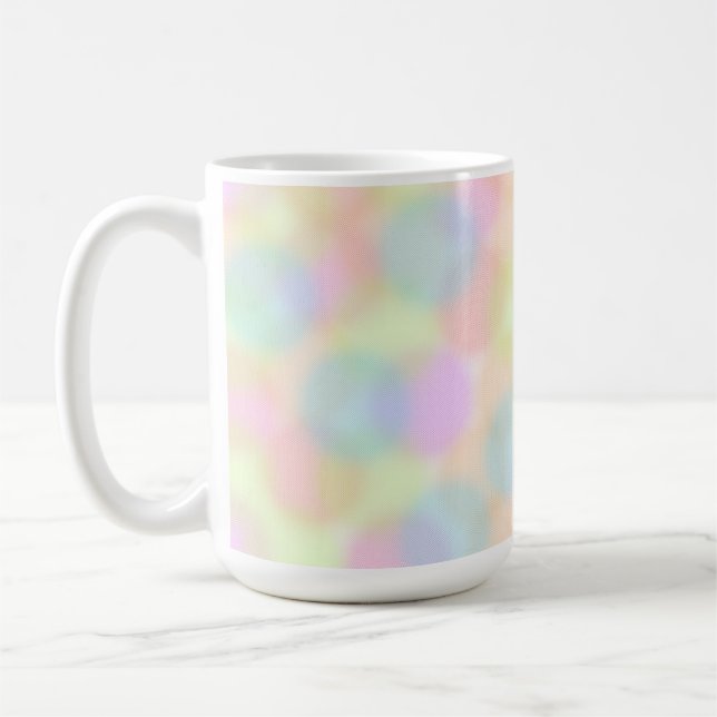 Colourful Rainbow pastel Geometric Circle Pattern Coffee Mug (Left)