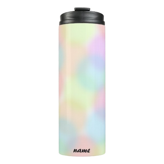 Colourful Rainbow pastel Geometric Circle Pattern Thermal Tumbler (Front)