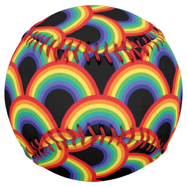 Colourful Rainbow Pattern Softball (Front)