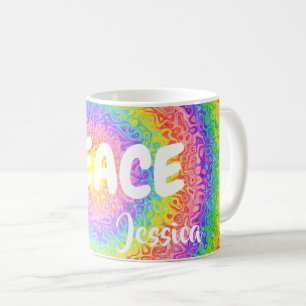 Colourful Rainbow Peace Personalised Coffee Mug