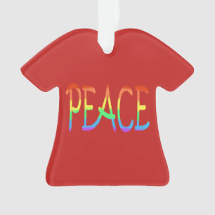 Colourful Rainbow Peace Word Red Ornaments