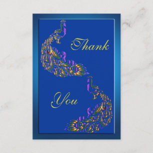 Colourful Rainbow Peacocks Thank You Card