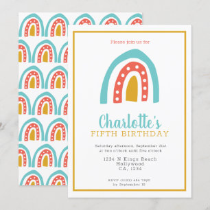 Colourful Rainbow Personalised Birthday Party Invitation