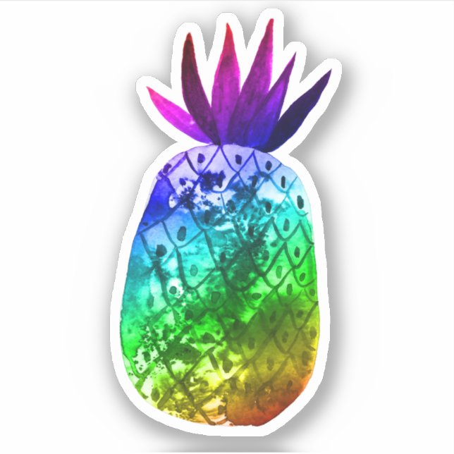 Colourful Rainbow Pineapple Watercolor  (Front)