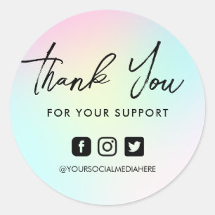 Colourful Rainbow Pink Blue Classic Round Sticker