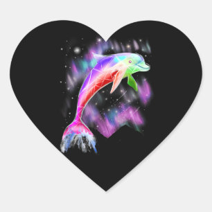 colourful rainbow pink dolphin ocean galaxy space  heart sticker