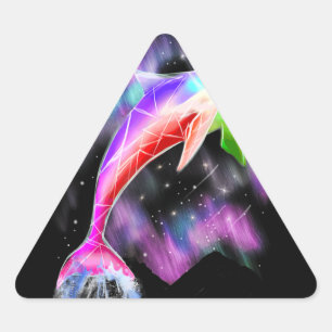 colourful rainbow pink dolphin ocean galaxy space  triangle sticker