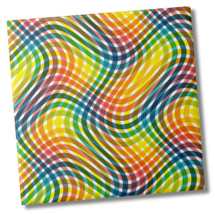 Colourful Rainbow Plaid Pattern Tile