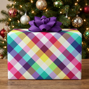 Colourful Rainbow Plaid Wrapping Paper