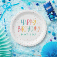 Colourful rainbow polka dot birthday