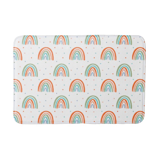 Colourful Rainbow Polka Dot Pattern Bath Mat (Front)