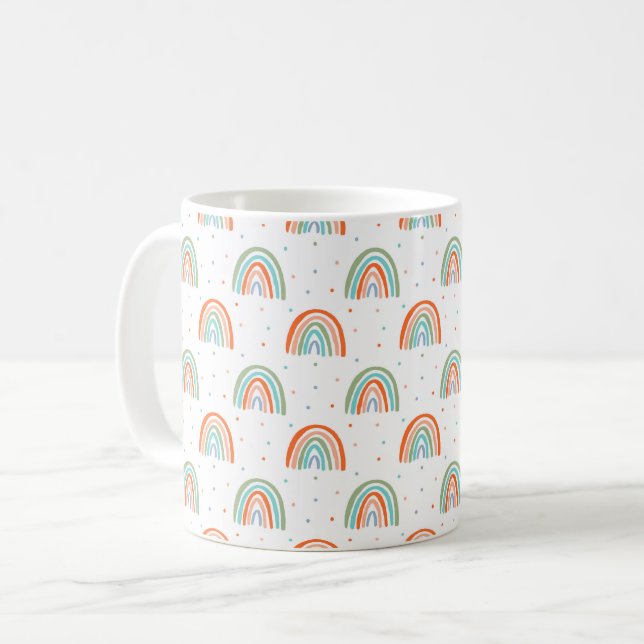 Colourful Rainbow Polka Dot Pattern Coffee Mug (Front Left)