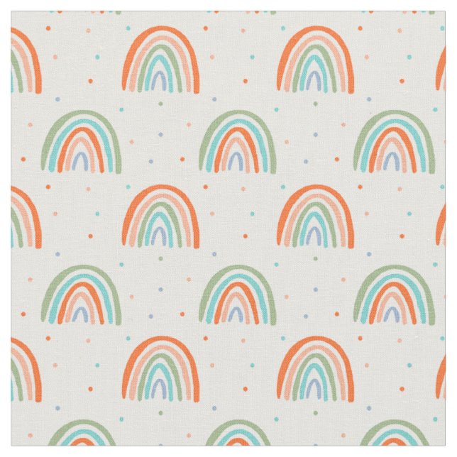 Colourful Rainbow Polka Dot Pattern Fabric (Close Up)