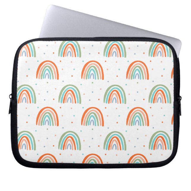 Colourful Rainbow Polka Dot Pattern Laptop Sleeve (Front)