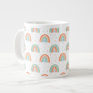 Colourful Rainbow Polka Dot Pattern Large Coffee Mug