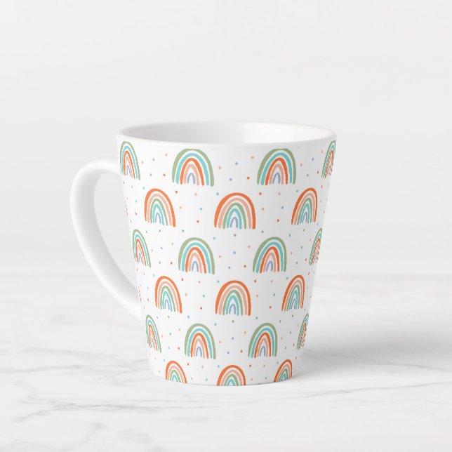Colourful Rainbow Polka Dot Pattern Latte Mug (Left Angle)