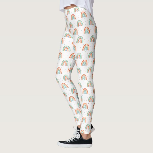 Colourful Rainbow Polka Dot Pattern Leggings (Left)