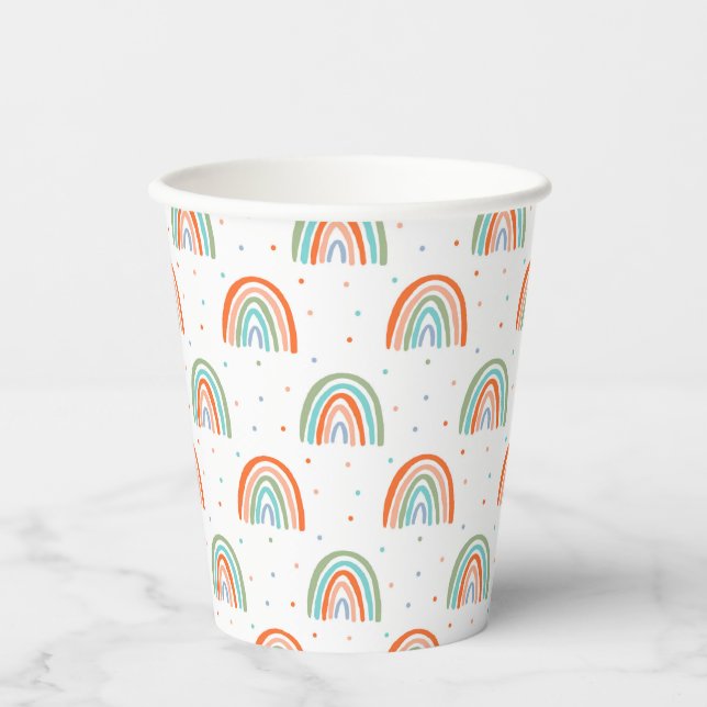 Colourful Rainbow Polka Dot Pattern Paper Cups (Front)