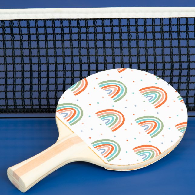Colourful Rainbow Polka Dot Pattern Ping Pong Paddle (Insitu)