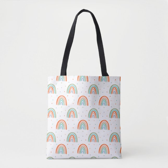 Colourful Rainbow Polka Dot Pattern Tote Bag (Front)