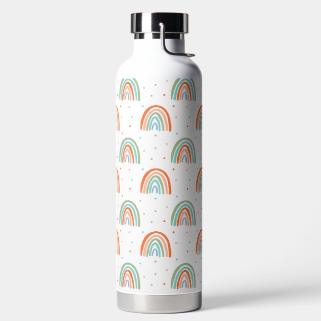Colourful Rainbow Polka Dot Pattern Water Bottle (Left)