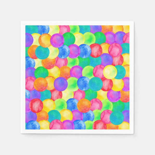 Colourful rainbow polka dot water colour pattern c napkin (Front)