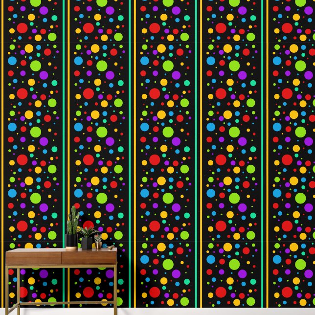 Colourful Rainbow Polka Dots and Stripes Wallpaper (Hallway)