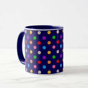 Colourful Rainbow Polka Dots Blue Mug