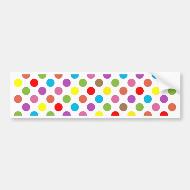 Colourful rainbow polka dots pattern bumper sticker (Front)