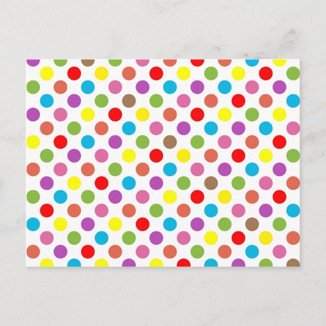 Colourful rainbow polka dots pattern postcard (Front)