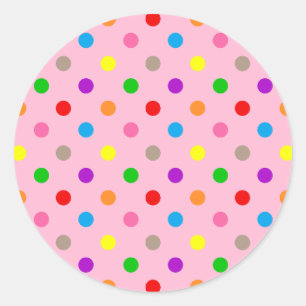 Colourful Rainbow Polka Dots Pink  Classic Round Sticker