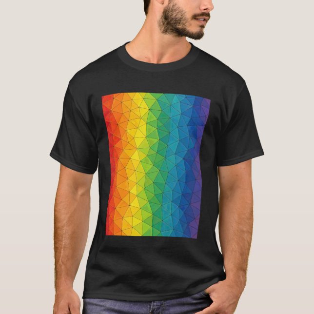 Colourful Rainbow Polygon Abstract Triangle Geomet T-Shirt (Front)