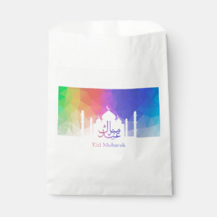 Colourful Rainbow Polygonal Eid Mubarak Mosque Favour Bags