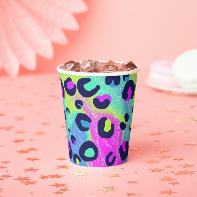 Colourful Rainbow Print Paper Cups (Insitu)