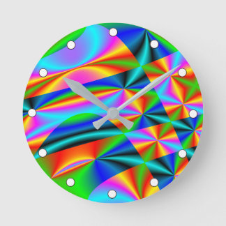 Colourful Rainbow Quilt Round Clock