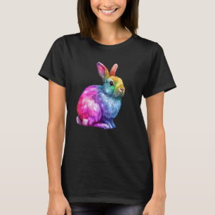 Colourful Rainbow Rabbit Art Pet Lover Rabbit T-Shirt