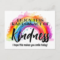 Colourful rainbow Random Act of Kindness Postcard
