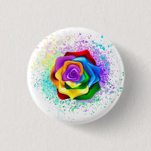 Colourful Rainbow Rose 3 Cm Round Badge