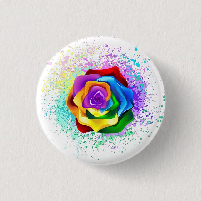 Colourful Rainbow Rose 3 Cm Round Badge (Front)