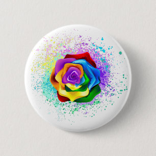 Colourful Rainbow Rose 6 Cm Round Badge