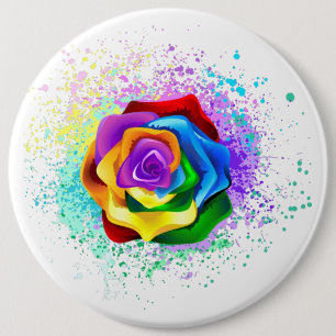 Colourful Rainbow Rose 6 Cm Round Badge