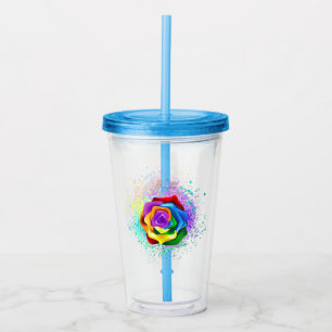 Colourful Rainbow Rose Acrylic Tumbler