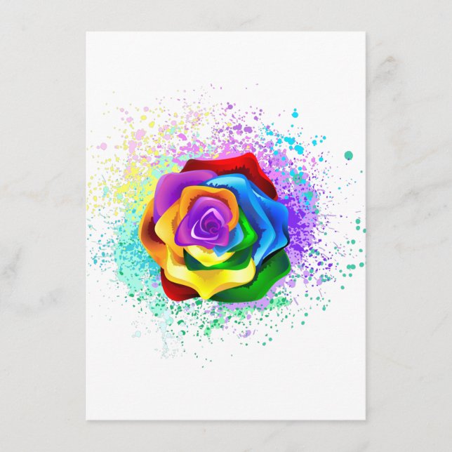 Colourful Rainbow Rose Advice Card (Front)