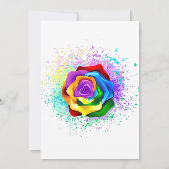 Colourful Rainbow Rose Announcement (Front)