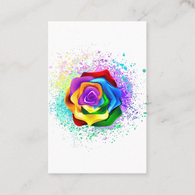 Colourful Rainbow Rose Appointment Card (Front)