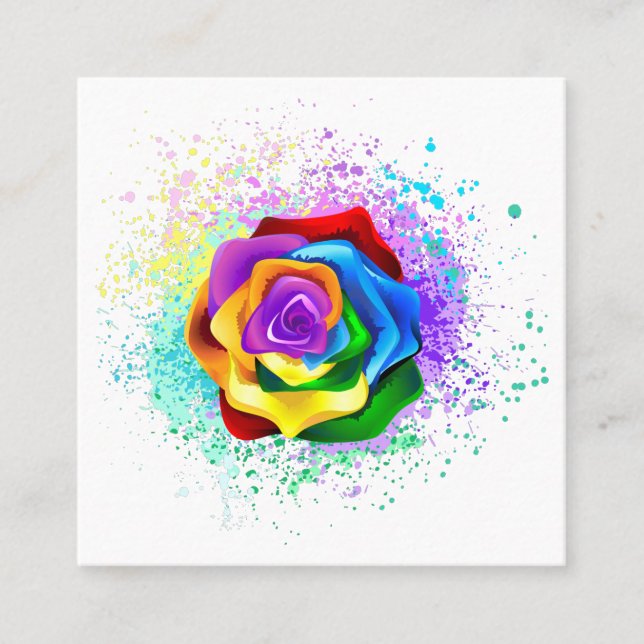 Colourful Rainbow Rose Appointment Card (Front)