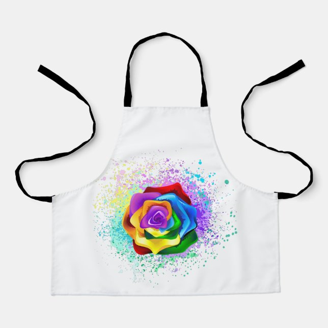 Colourful Rainbow Rose Apron (Front)