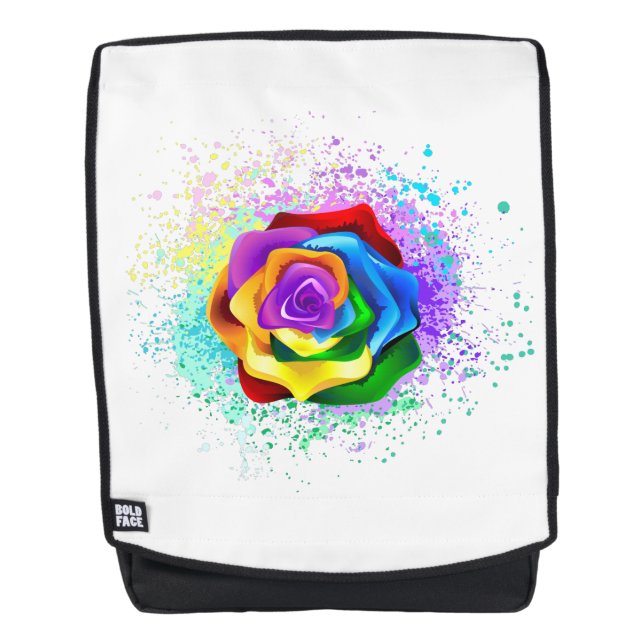 Colourful Rainbow Rose Backpack (Front)