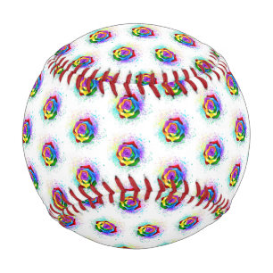 Colourful Rainbow Rose Baseball